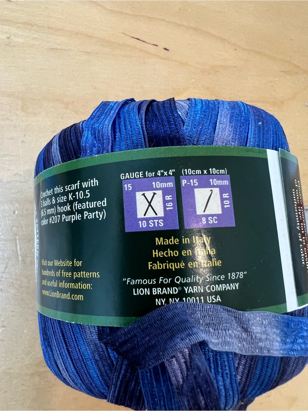 Lion Brand Incredible Ribbon Yarn - Blue Multicolor 5 skeins - Picture 4 of 5